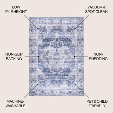 Alanya Ornate Medallion Washable Area Rug